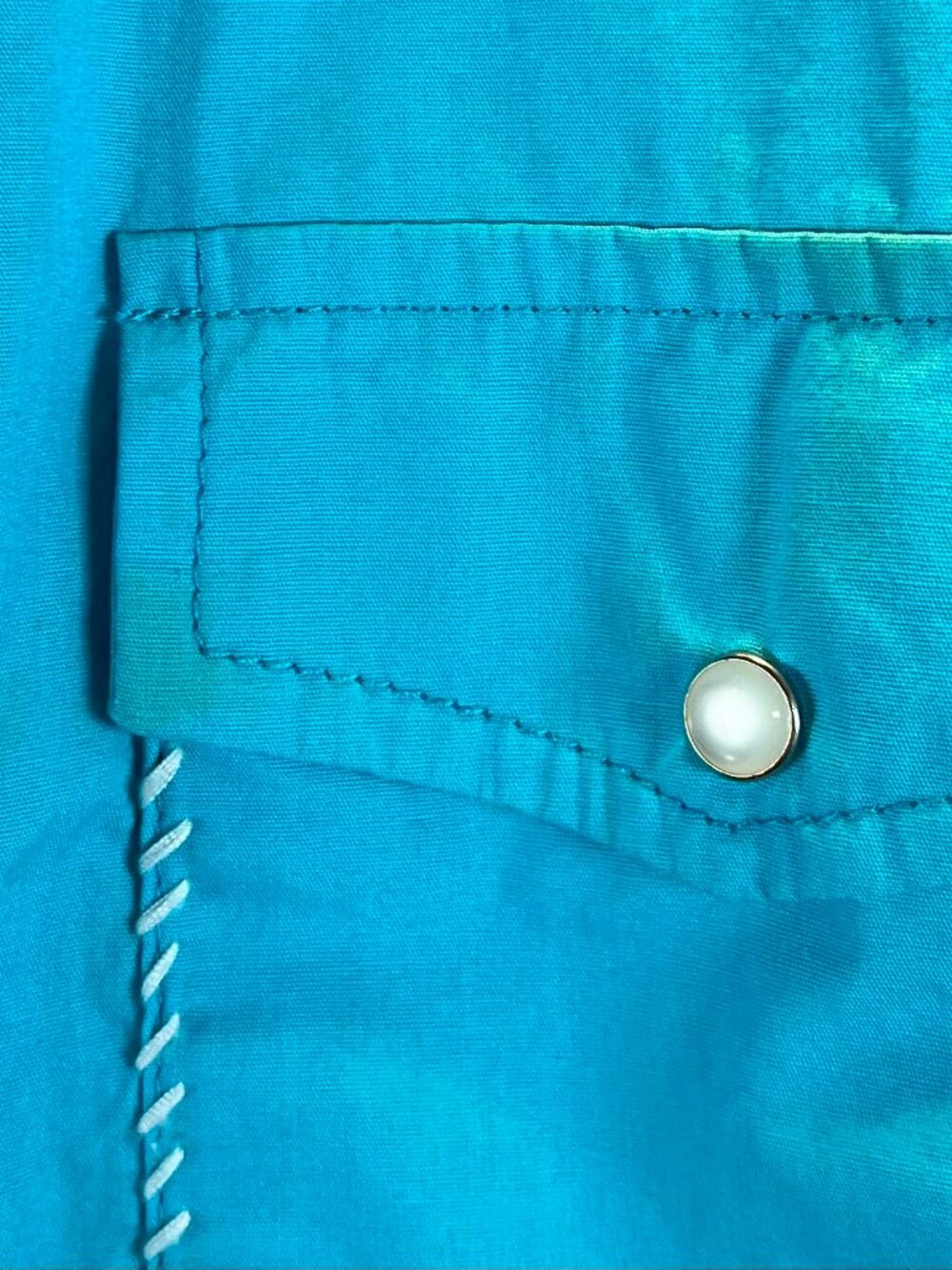 Cowgirl Hardware Turquoise / Teal Long Sleeve Pearl Snap Western Shirt size XL - Picture 8 of 14